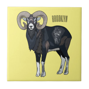 Mouflon sheep cartoon illustration tile