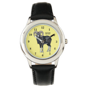 Mouflon sheep cartoon illustration watch