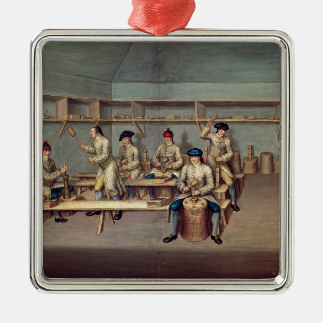 Moulding the Powder Pellets Metal Tree Decoration (Front)