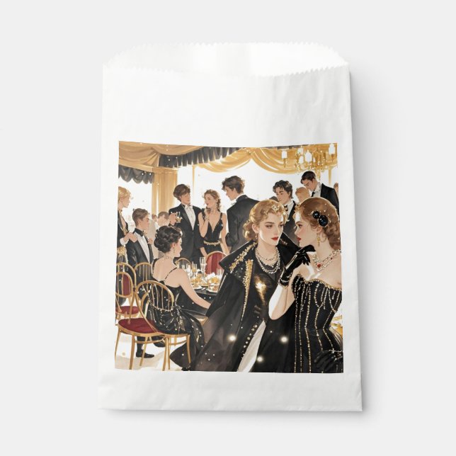 Moulin rouge style, black and gold, Rich luxury  Favour Bags (Front)