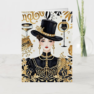 Moulin rouge style, black and gold, Rich luxury  Foil Greeting Card