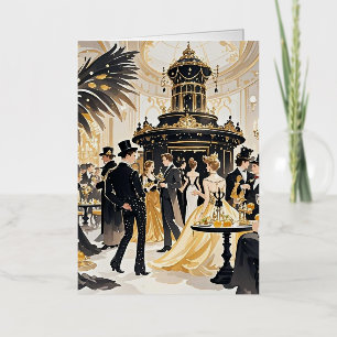 Moulin rouge style, black and gold, Rich luxury Foil Greeting Card