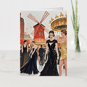 Moulin rouge style, black and gold, Rich luxury  Foil Greeting Card