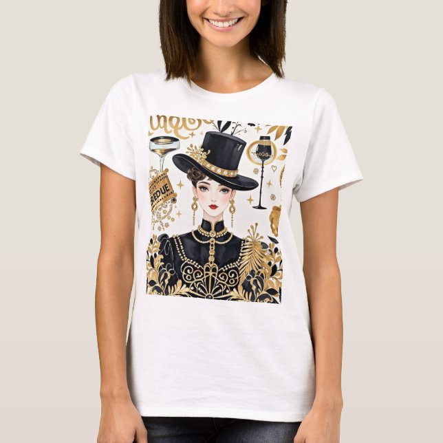 Moulin rouge style, black and gold, Rich luxury  T-Shirt (Front)