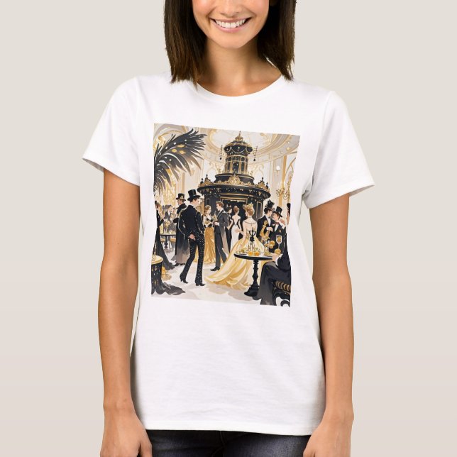 Moulin rouge style, black and gold, Rich luxury T-Shirt (Front)