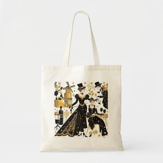 Moulin rouge style, black and gold, Rich luxury  Tote Bag (Front)