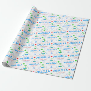 Moundays Bay, Anguilla Colour Text, Images Pattern Wrapping Paper