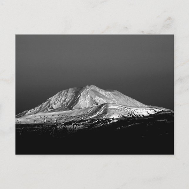 Mount Adams Snowy Peak in Monochrome Postcard (Front)