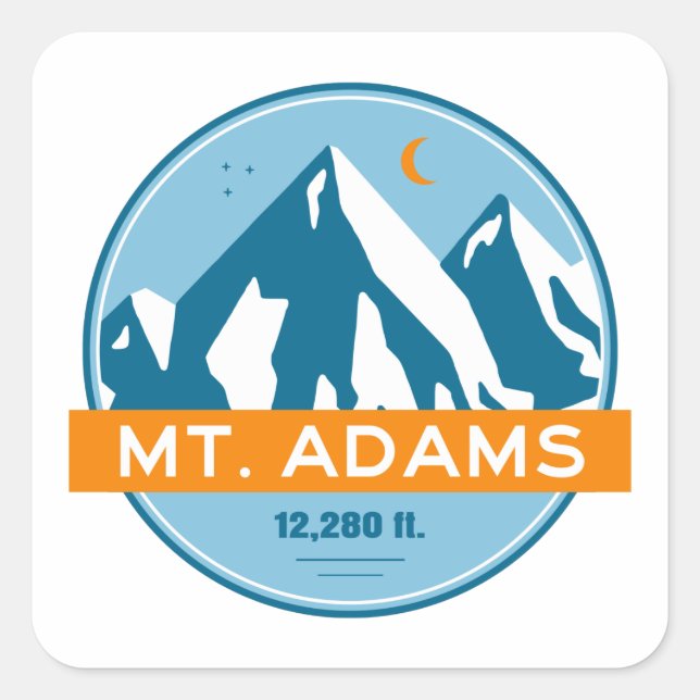 Mount Adams Washington Stars Moon Square Sticker (Front)