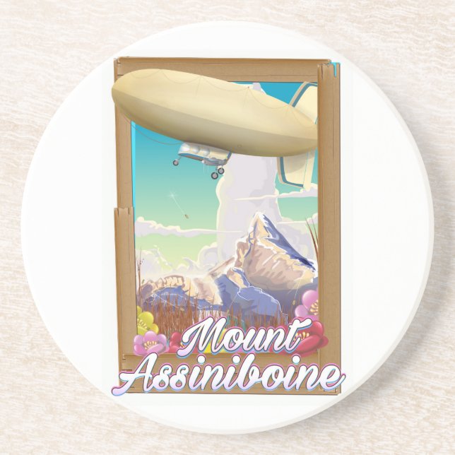 Mount Assiniboine Blimp vacation poster Coaster (Front)