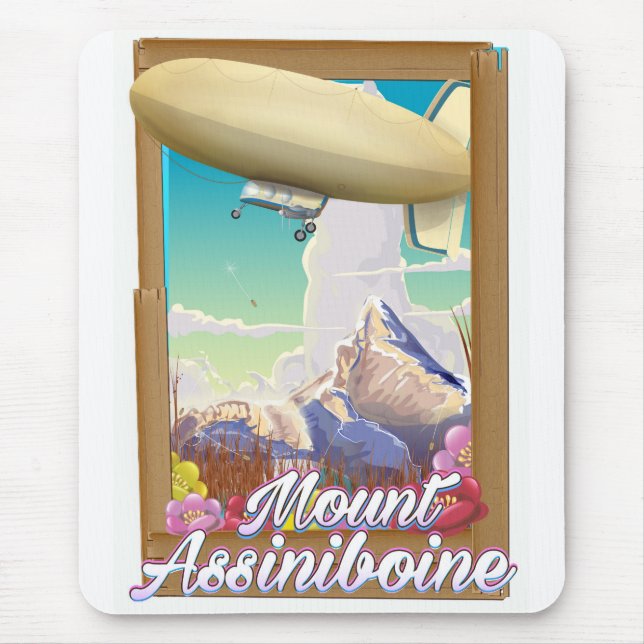 Mount Assiniboine Blimp vacation poster Mouse Mat (Front)
