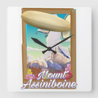 Mount Assiniboine Blimp vacation poster Square Wall Clock
