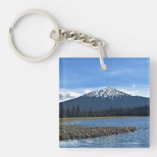 Mount Bachelor at Hosmer Lake, Oregon Key Ring