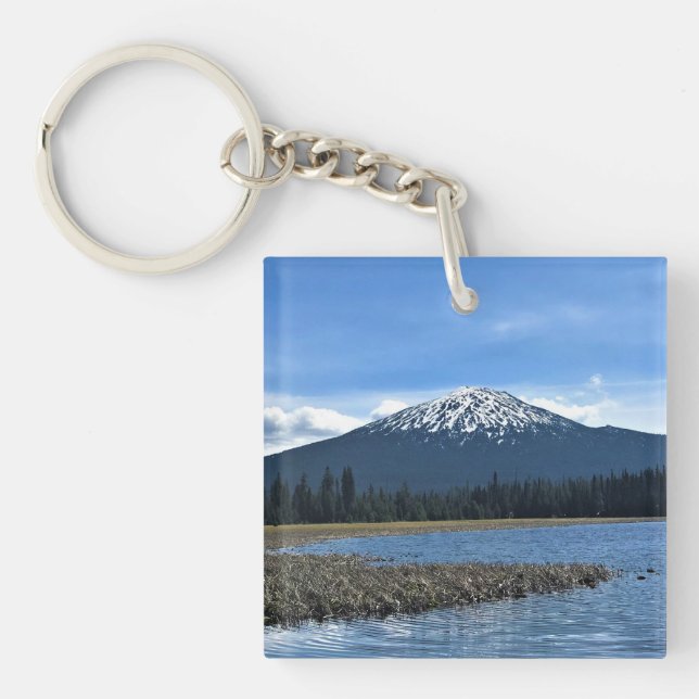 Mount Bachelor at Hosmer Lake, Oregon Key Ring (Front)
