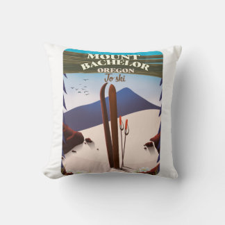 Mount Bachelor Oregon Ski travel poster Canvas Pri Cushion