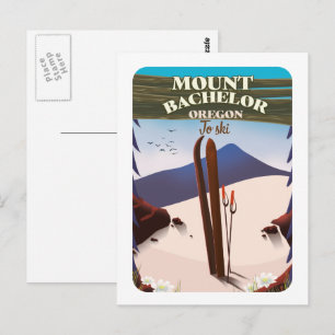 Mount Bachelor Oregon Ski travel poster Postcard
