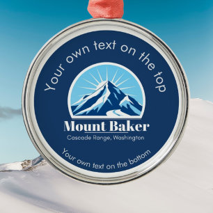 Mount Baker Cascade Washington ski resort medal Metal Tree Decoration
