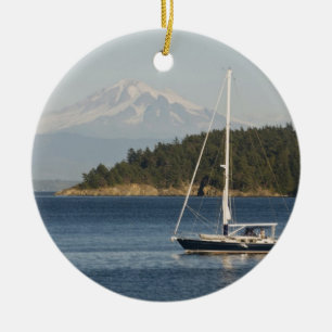 Mount Baker dominates landscape Ceramic Tree Decoration