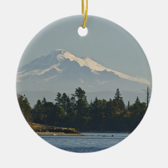 Mount Baker dominates landscape Ceramic Tree Decoration (Front)