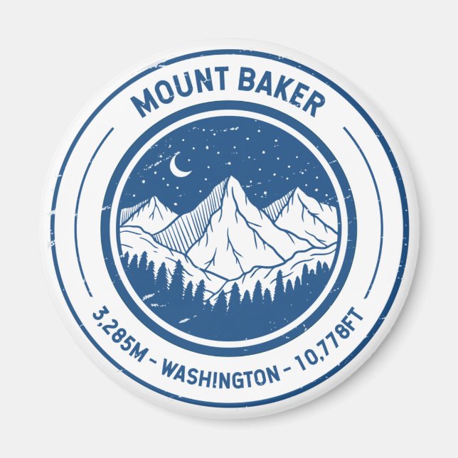 Mount Baker Washington Hiking Skiing Travel Magnet (Front)