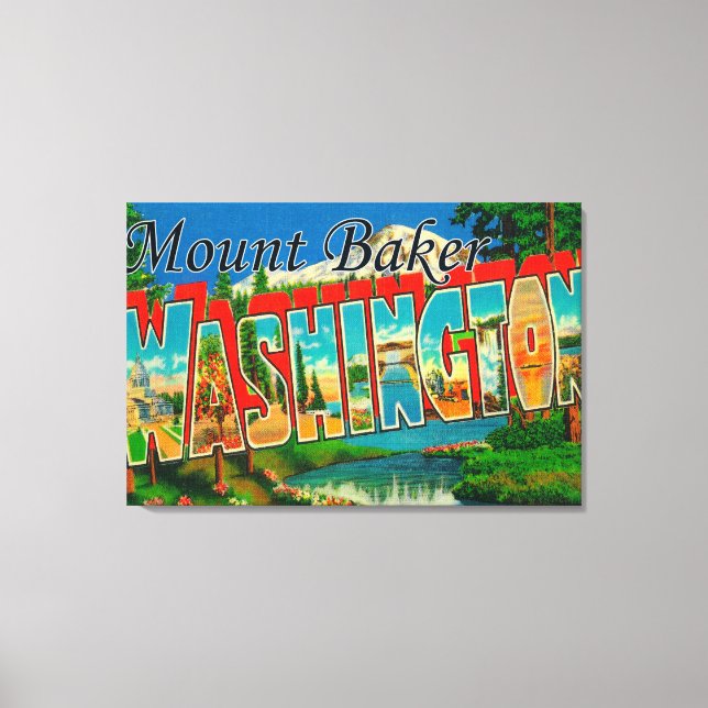 Mount Baker, Washington - Large Letter Scenes Canvas Print (Front)