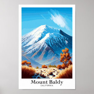 Mount Baldy California Vintage Travel Illustration Poster