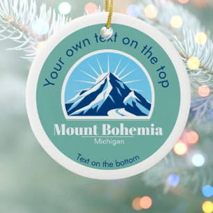 Mount Bohemia Michigan Christmas Blue Mountain Ceramic Tree Decoration