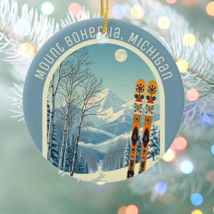 Mount Bohemia Michigan ski souvenir  Ceramic Tree Decoration