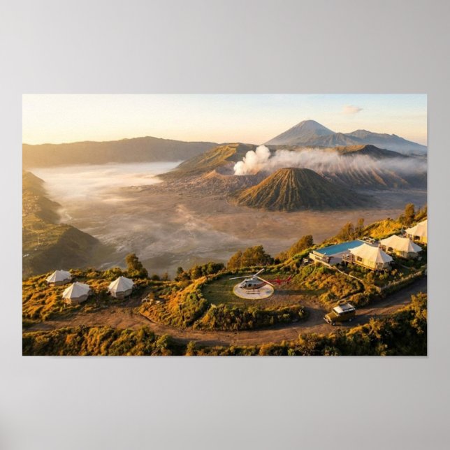 Mount Bromo Sunrise Aerial Volcano Luxury Wall Art (Front)