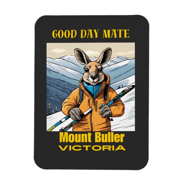 Mount Buller Australia Kangaroo Skier Magnet (Vertical)
