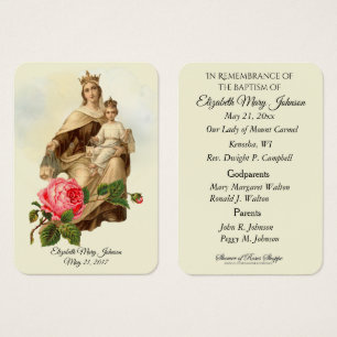 Mount Carmel Baptism Christening Remembrance Card