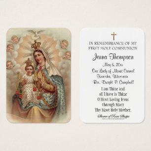 Mount Carmel First Holy Communion Remembrance Card