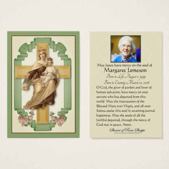 Mount Carmel Jesus  Funeral Memorial Holy Card (Front & Back)