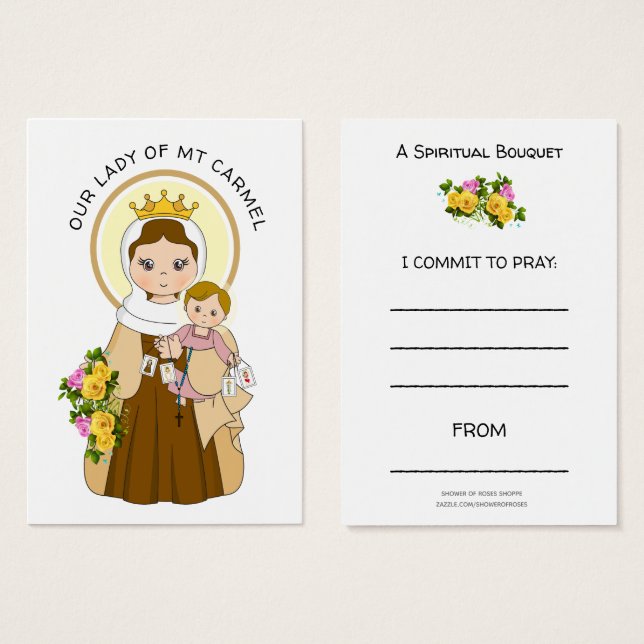 Mount Carmel Jesus  Spiritual Bouquet Prayer Roses (Front & Back)