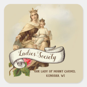 Mount Carmel Religious Catholic Jesus Scapular Square Sticker