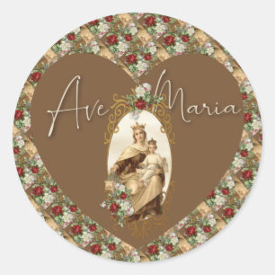 Mount Carmel Religious Virgin Mary Jesus Floral Classic Round Sticker
