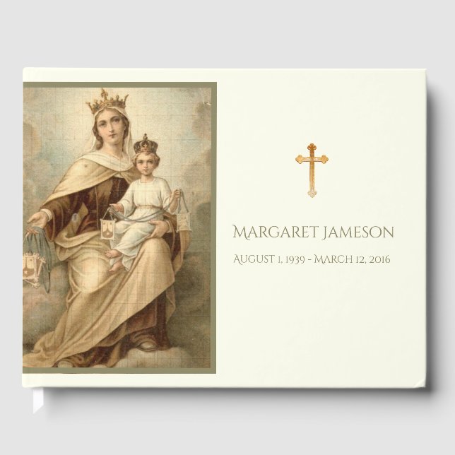 MOUNT CARMEL  Virgin Mary Funeral Memorial Guest Book (Front)