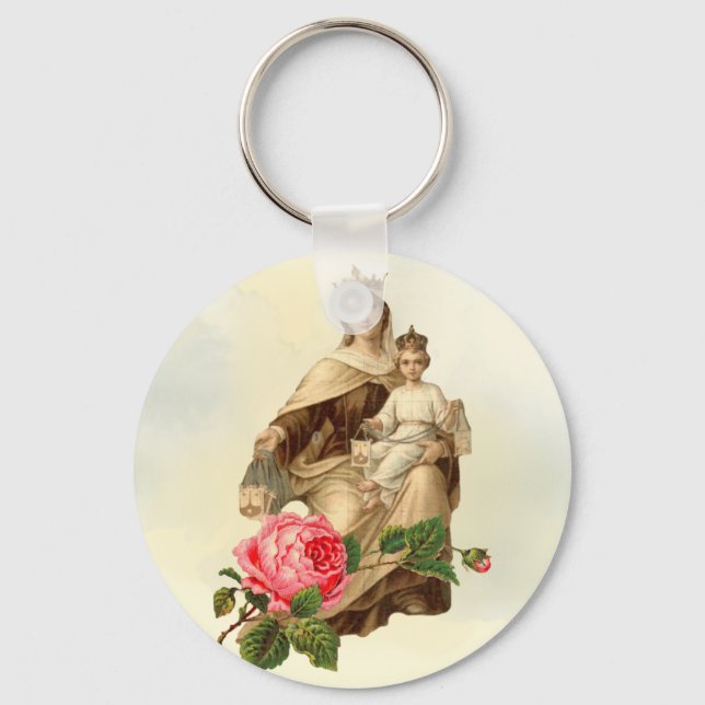 Mount Carmel Virgin Mary Jesus Brown Scapular Keyc Key Ring (Front)