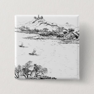 Mount Chang and Lake Chou, from 'Jardins Anglo-Chi 15 Cm Square Badge