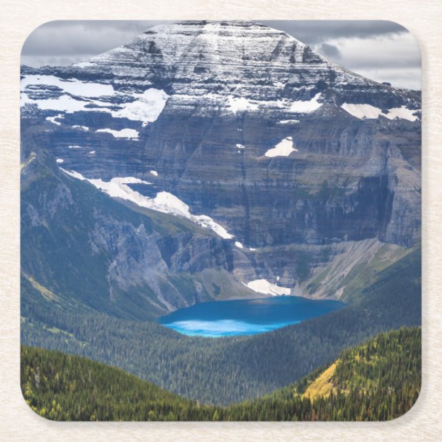 Mount Chapman & Lake Wurdeman Square Paper Coaster (Front)