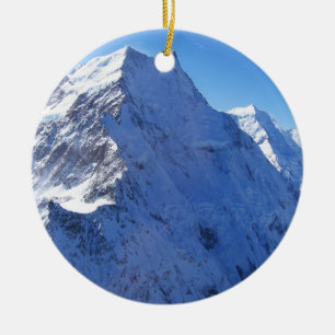 Mount Cook (Aoraki) Peak, New Zealand Ceramic Tree Decoration