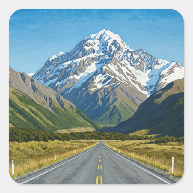 Mount Cook National Park New Zealand Travel Square Sticker (Front)