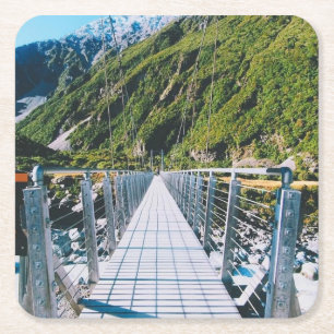 Mount Cook - New Zealand Square Paper Coaster