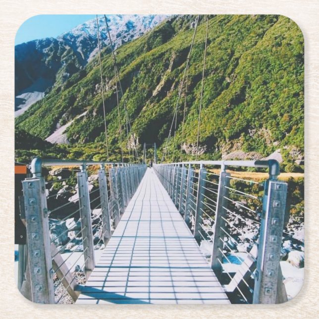 Mount Cook - New Zealand Square Paper Coaster (Front)