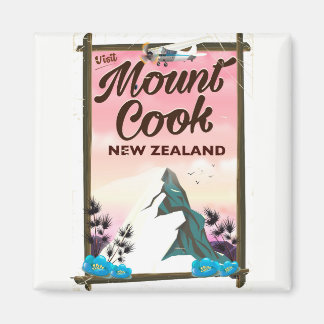 Mount Cook New Zealand travel poster Magnet
