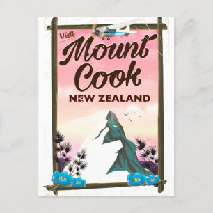 Mount Cook New Zealand travel poster Postcard