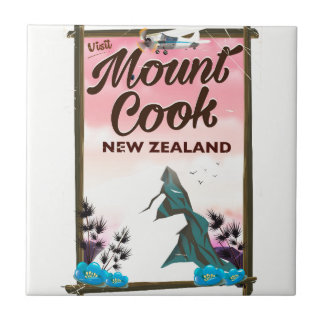 Mount Cook New Zealand travel poster Tile