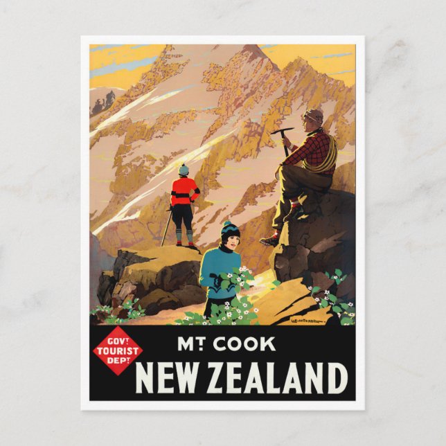 Mount Cook New Zealand vintage travel Postcard (Front)