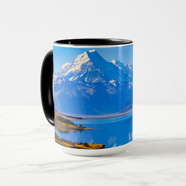 Mount Cook Overlooking Lake Pukaki, NZ Mug (Front Left)