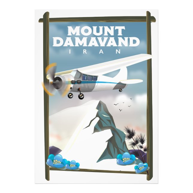 Mount Damavand Iran travel poster. Photo Print (Front)